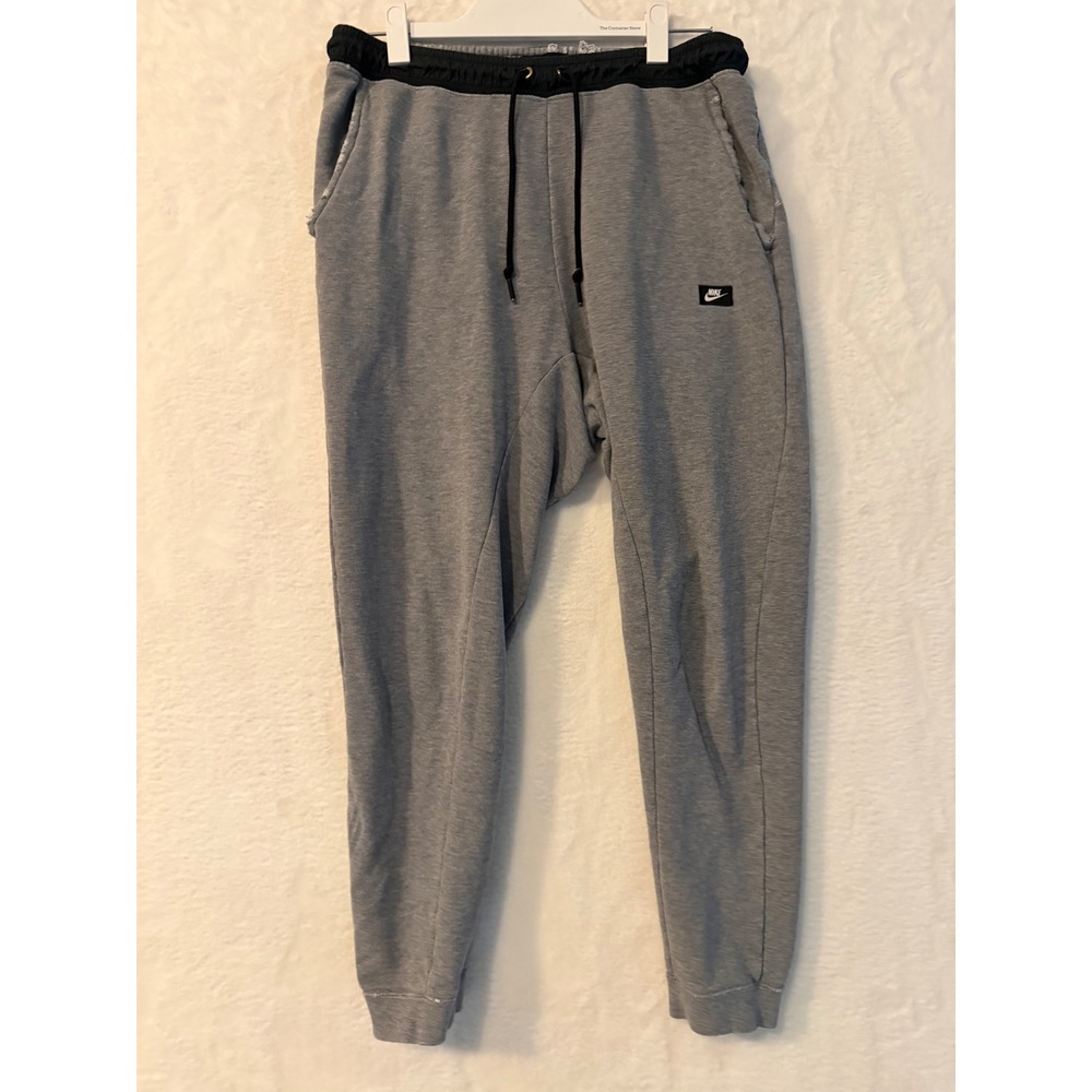Nike Mens Heather Gray Tapered‎ Jogger Sweatpants Black Waistband Medium